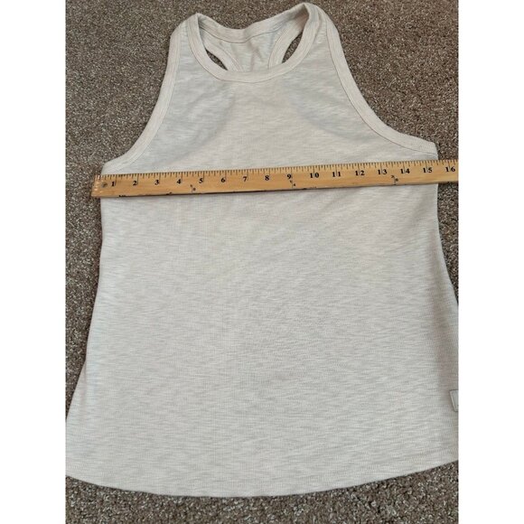 Vuori Tank ribbed khaki/off white women's SZ M athletic high crew neck - Picture 4 of 8